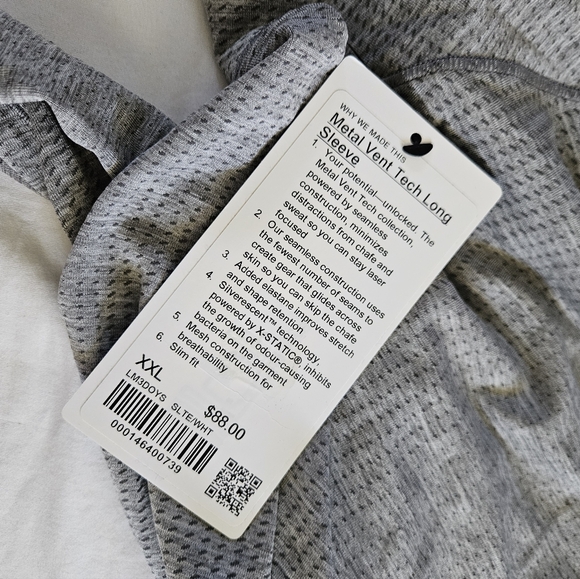 Lululemon Metal Vent Tech Long Sleeve SLTE/WHT Slate Grey Men's Size XXLarge - Picture 4 of 7